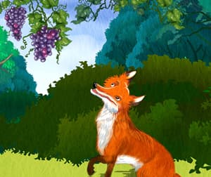The Fox and the Grapes by Aesop at LELB Society to improve your English with fairy tales and flashcards