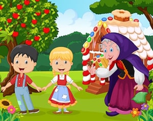 Hansel and Gretel Fairy Tale with flashcards at LELB Society with podcast to learn English
