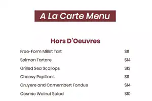 A la carte meaning in real context with synonyms and antonyms