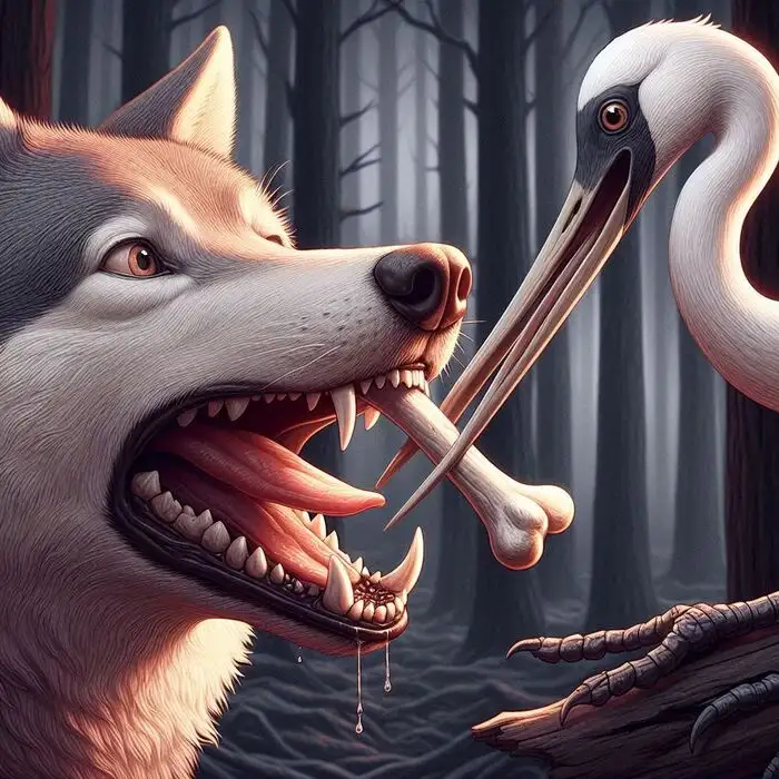 The Wolf and the Crane by Aesop for ESL Students