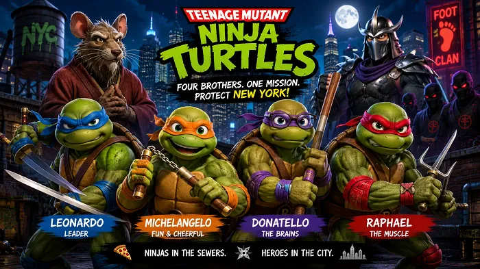 Teenage Mutant Ninja Turtles in Simple English for Kids