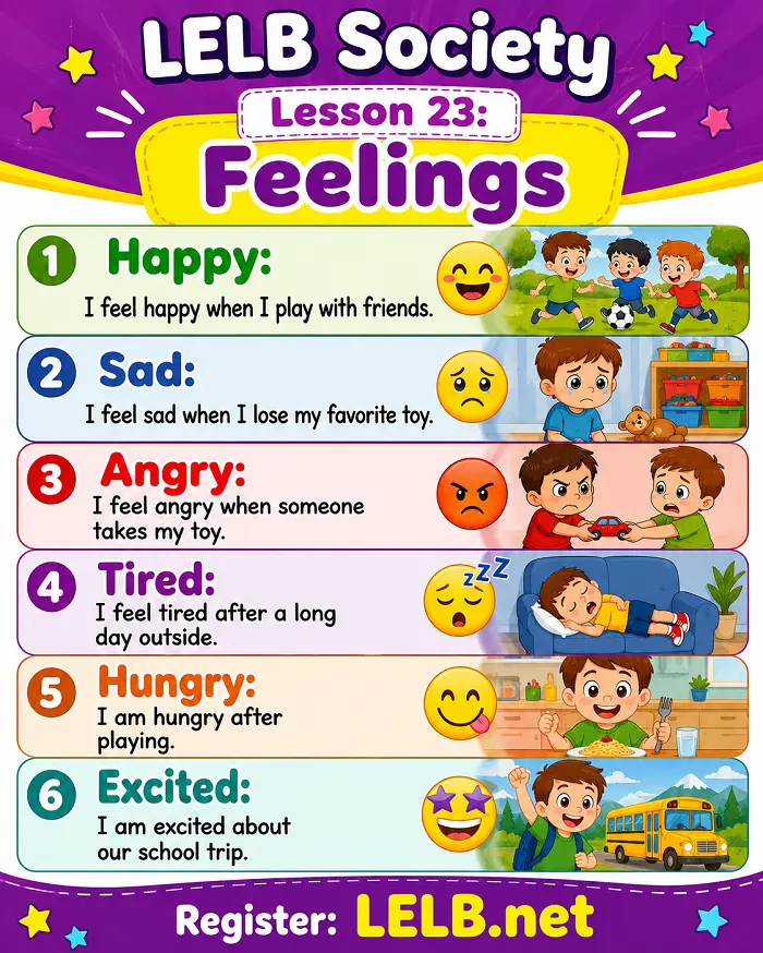 English for Kids - Lesson 23: Feelings & Emotions with Video