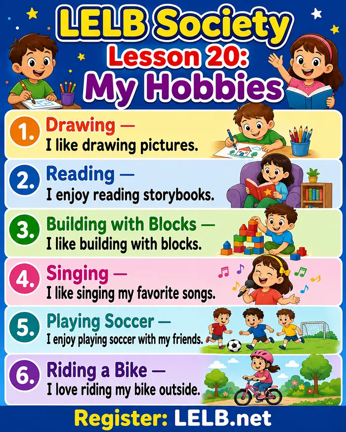 English for Kids - Lesson 20: Hobbies with Video