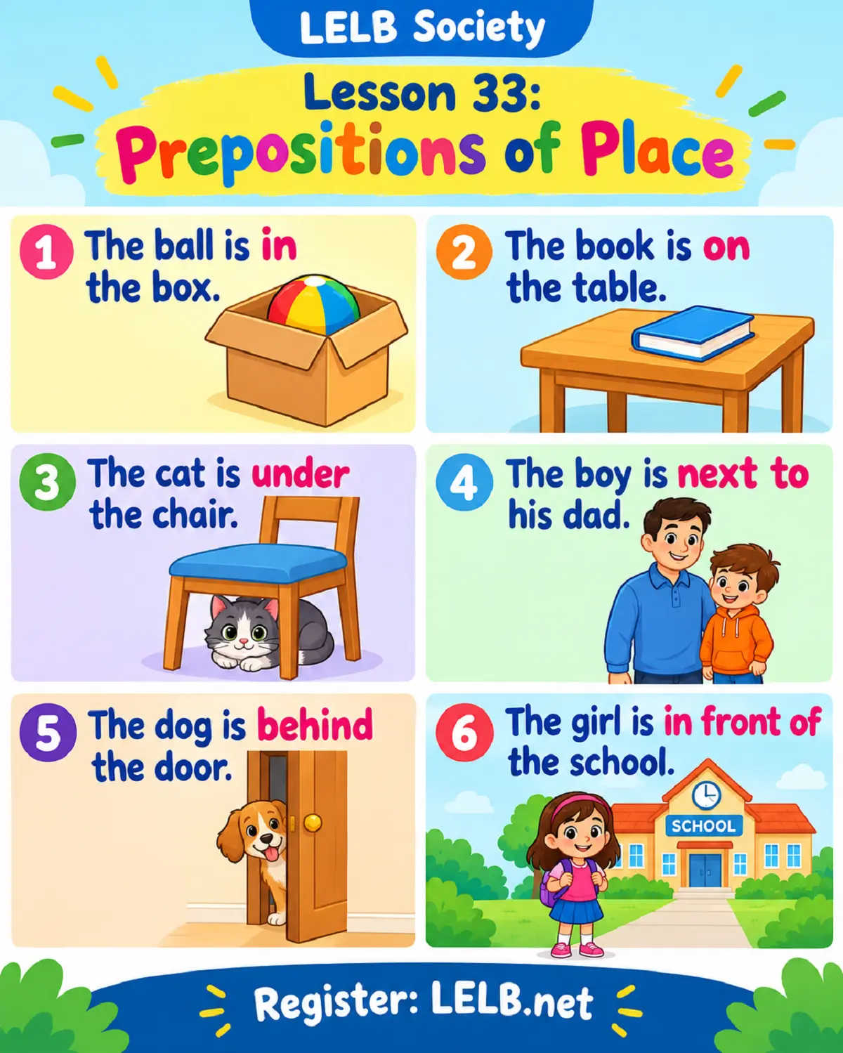 English for Kids - Lesson 33: Prepositions of Place with Video