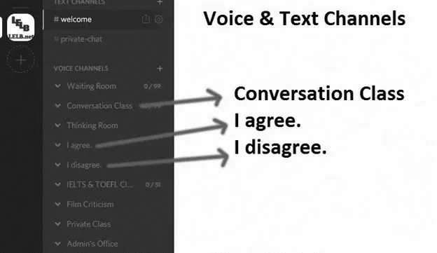 Figure 1. Practicing negotiation of meaning on challenging topics by entering 2 opposing voice channels on Discord.