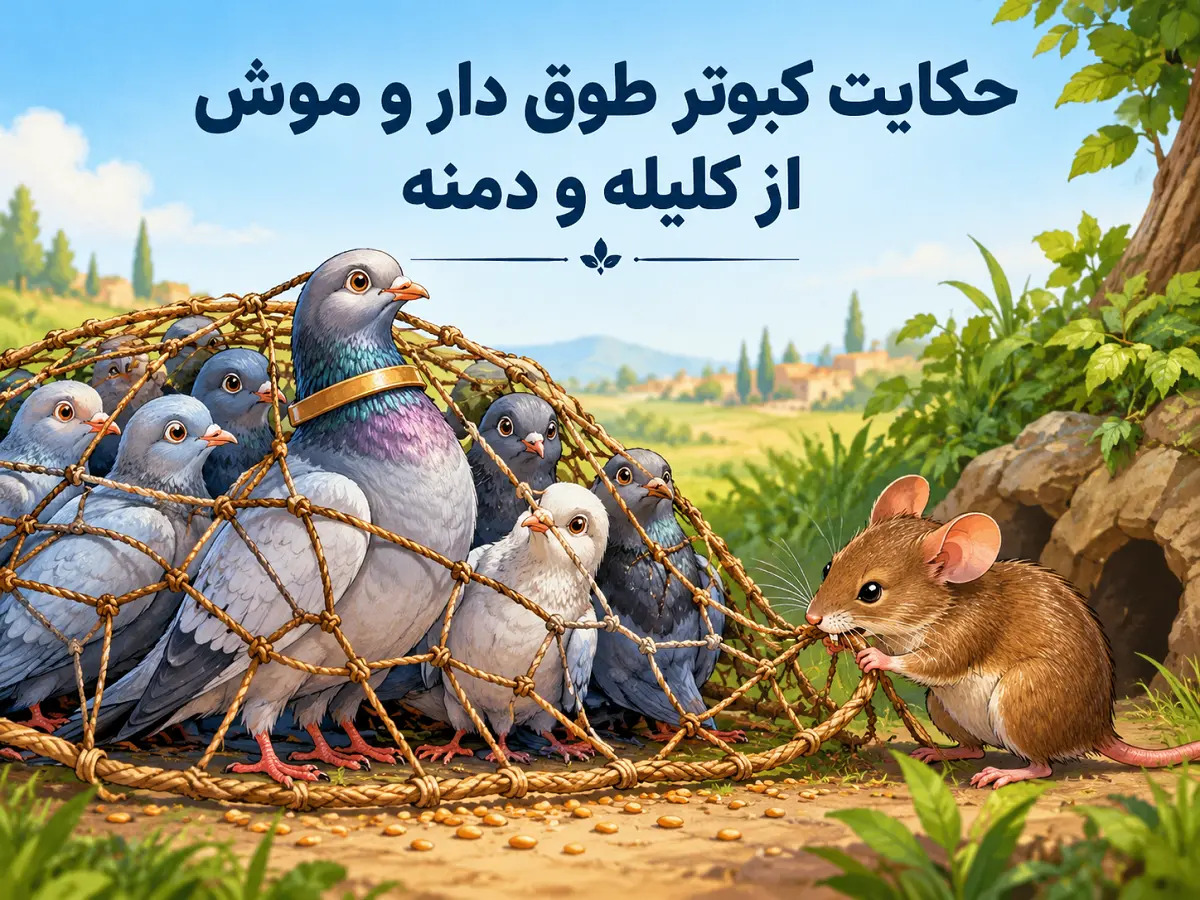 حکایت کبوتر طوق‌دار و موش از کلیله و دمنبه به زبان ساده با ویدیو
