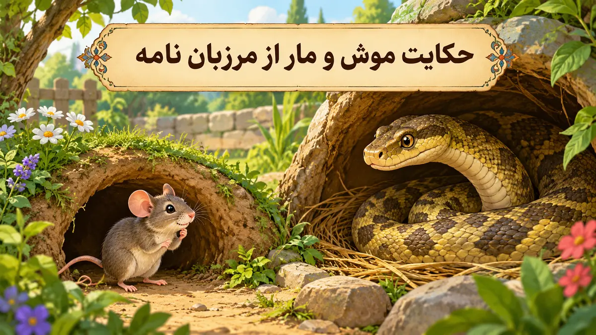 حکایت موش و مار از مرزباننامه | داستان ساده فارسی